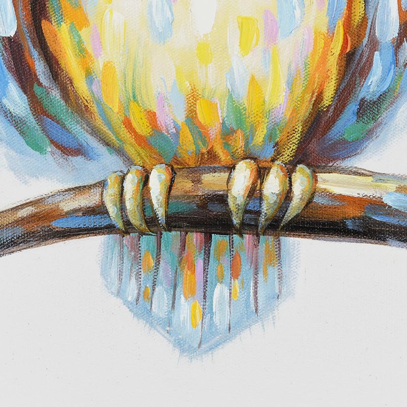 JAPO ART فن حيوانات مضحك بنظارات - لوحة بومة مرسومة باليد - صور بومة ملونة - ديكور جدار لغرفة الأطفال - غرفة المواليد - غرفة النوم 24x24 بوصة - Image 4